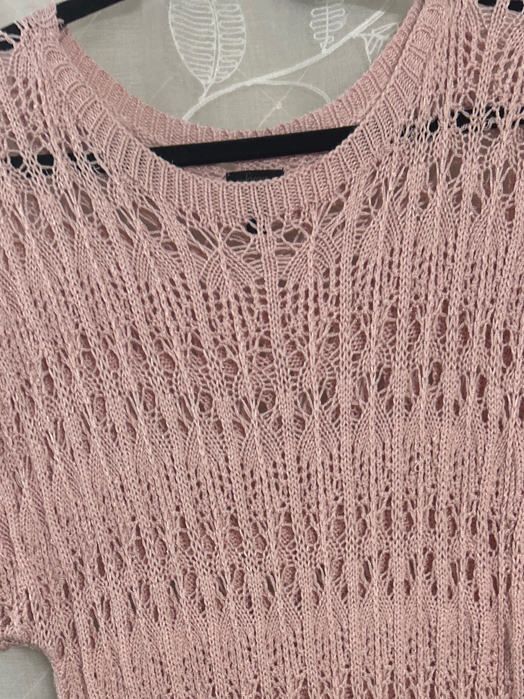 Soma Light Pink Open Knit Short Sleeve Top